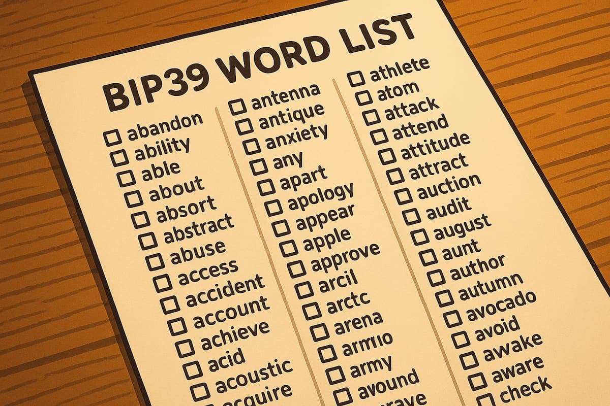 Cover image: BIP39 Word List: The Complete 2048-Word Mnemonic Phrase Standard